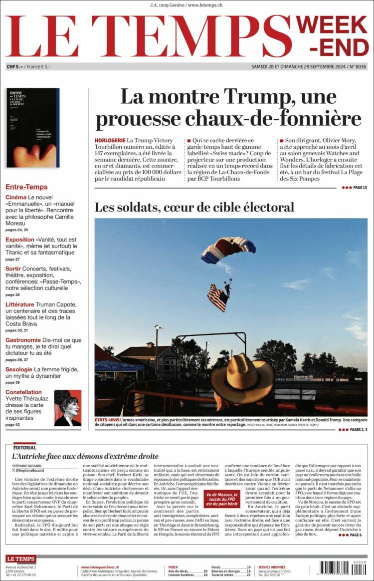 Portada de Le Matin (Suiza)