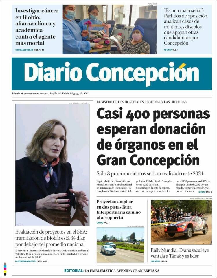 Portada de Diario de Concepción (Chile)