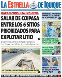 Portada de La Estrella de Iquique (Chile)