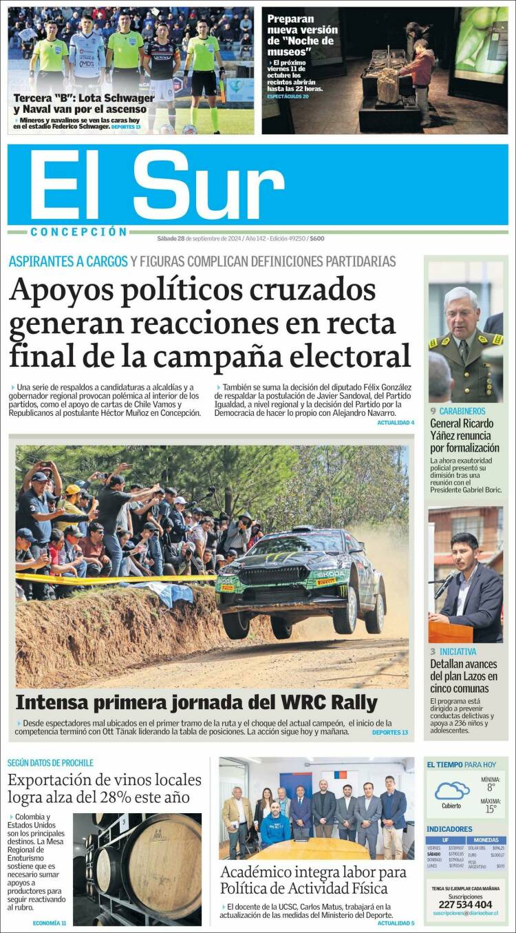 Portada de El Sur (Chile)