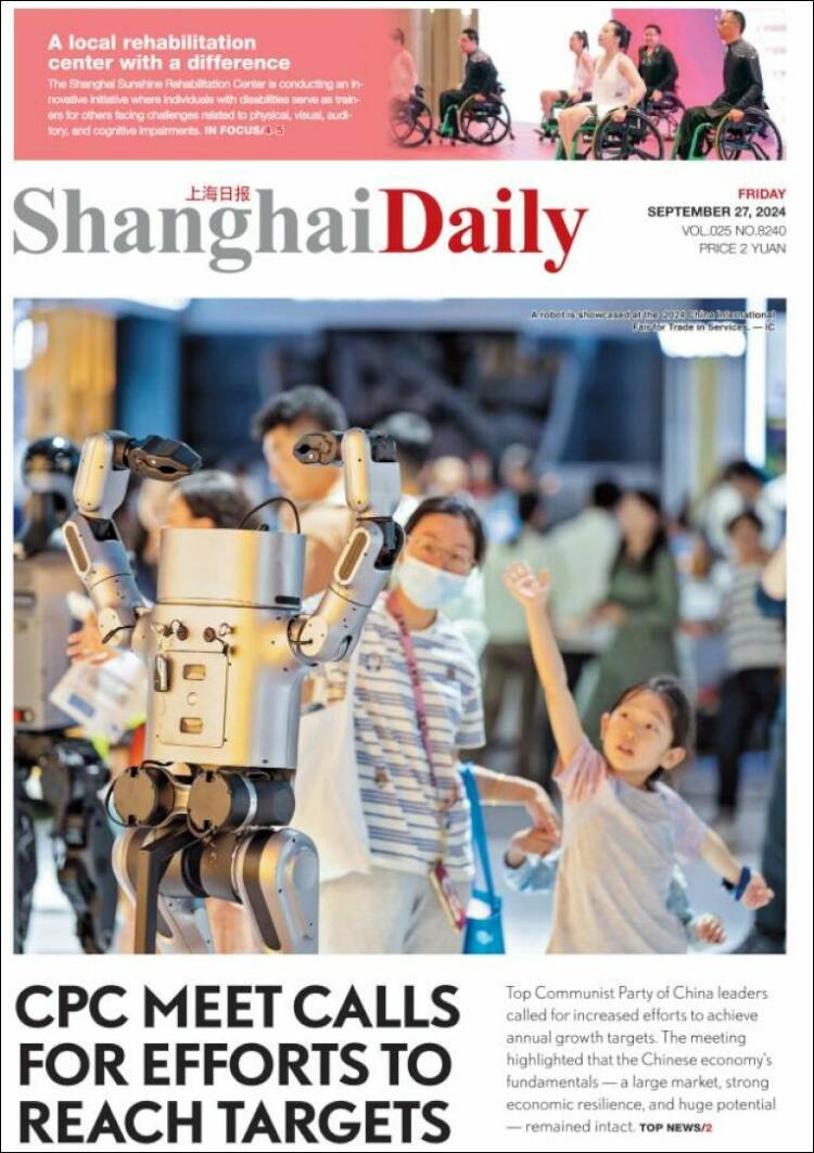 Portada de Shanghai Daily (China)