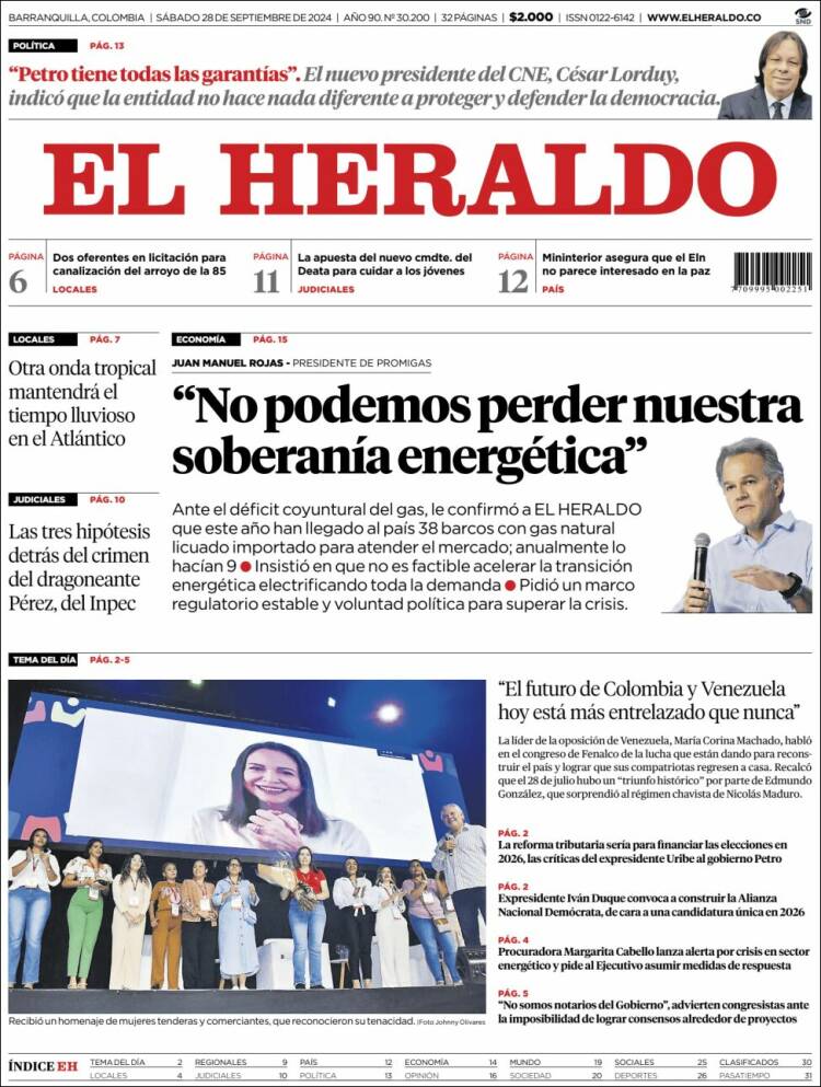 Portada de El Heraldo (Colombia)
