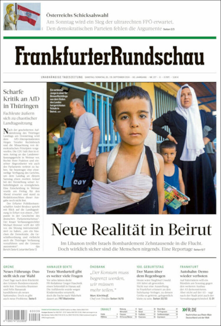 Portada de Frankfurter Rundschau (Alemania)