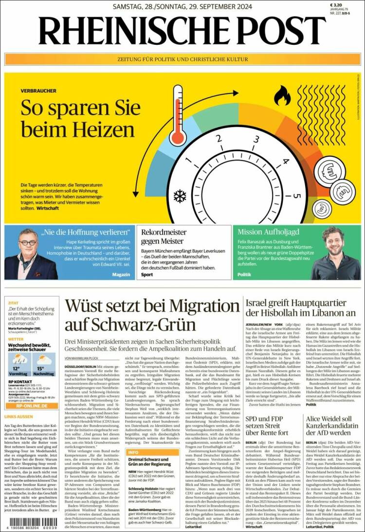 Portada de Rheinische Post (Alemania)