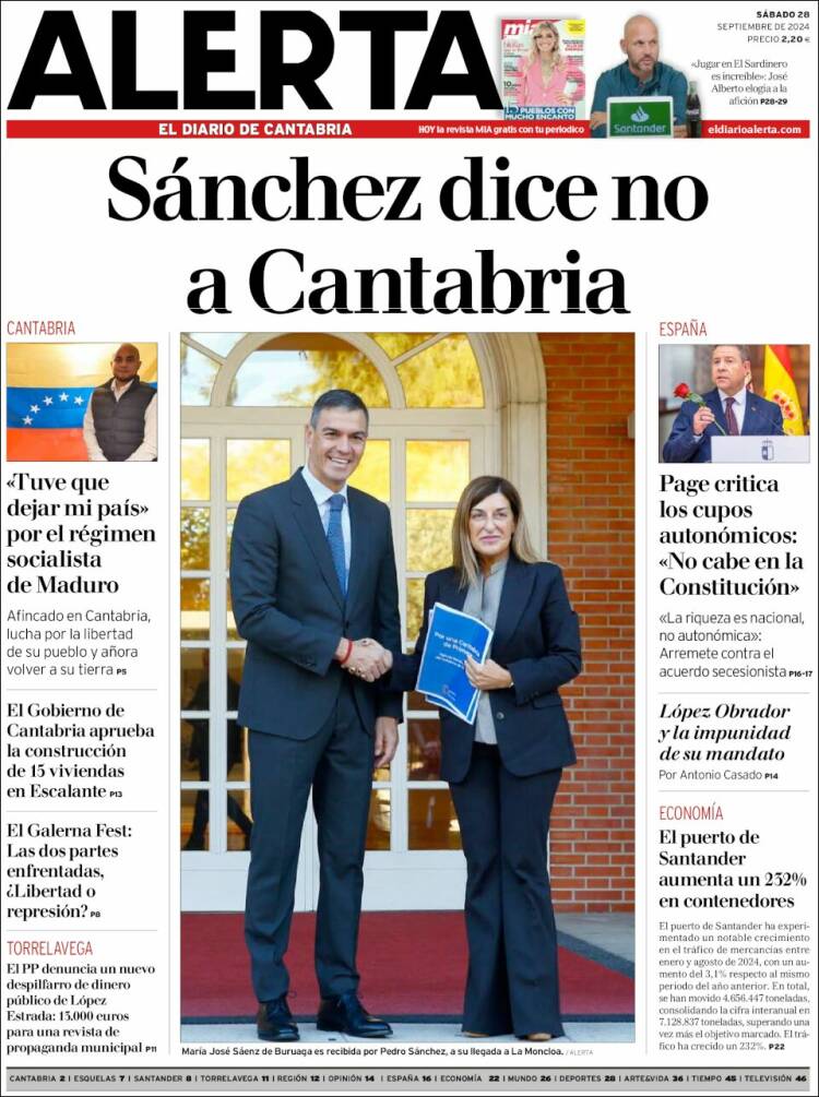 Portada de Alerta - El Diario de Cantabria (España)