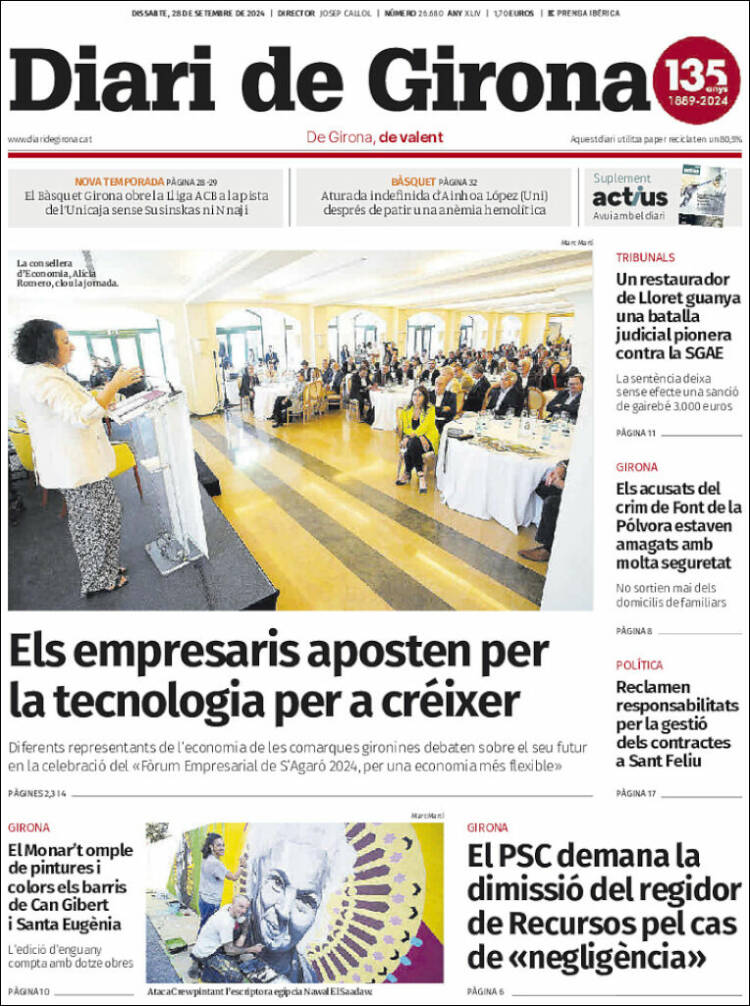 Portada de Diari de Girona (España)