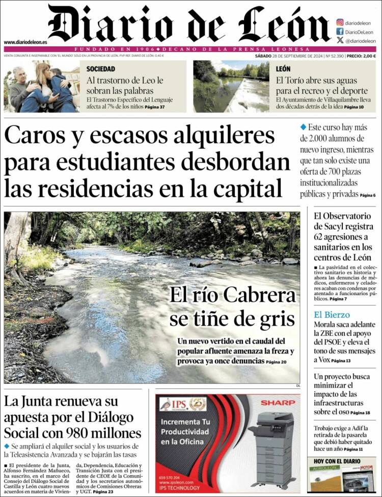 Portada de Diario de León (España)