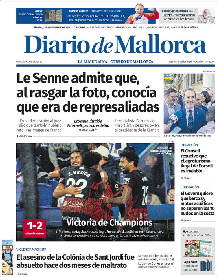 Portada de Diario de Mallorca (España)