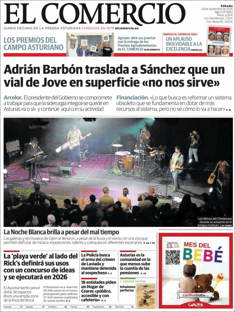 Portada de El Comercio - Gijón (España)