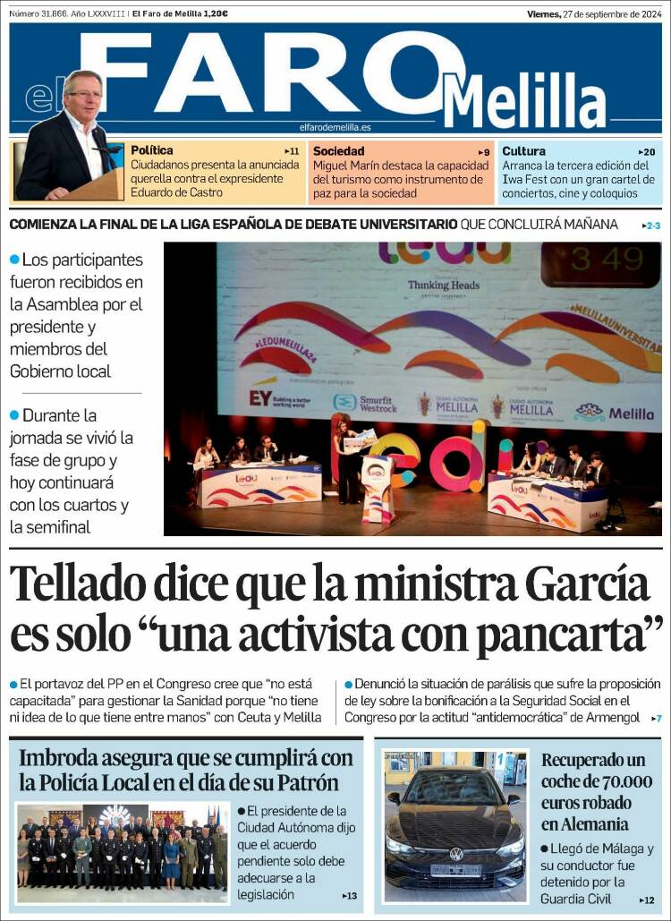 Portada de El Faro de Melilla (España)