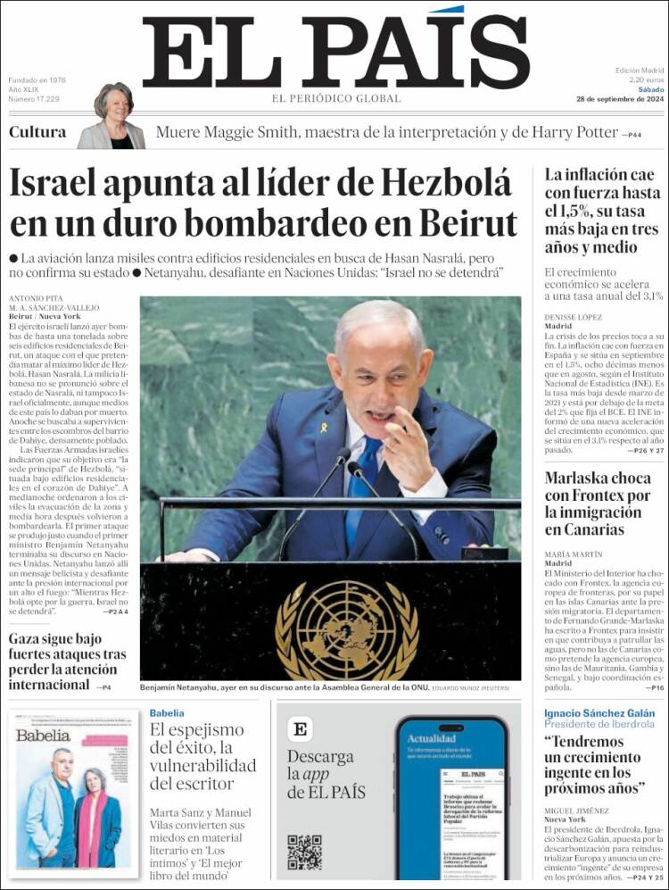 Portada de El País (España)