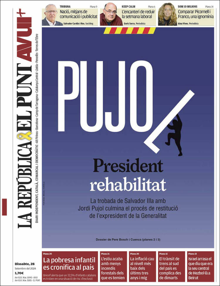 Portada de El Punt Avui (España)