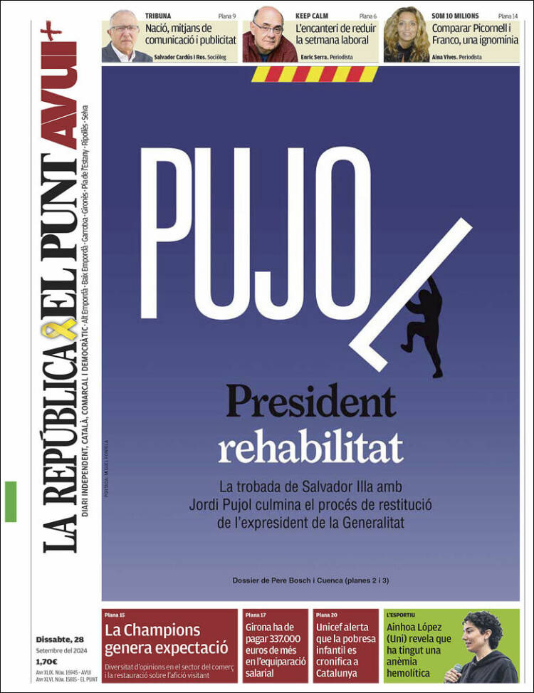 Portada de El Punt Avui - Girona (España)