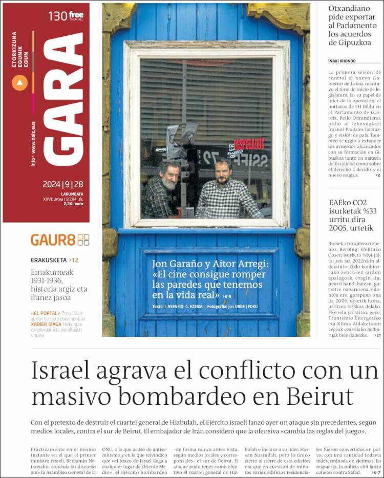 Portada de Gara (España)
