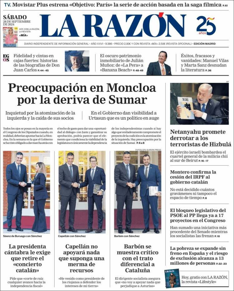 Portada de La Razón (España)