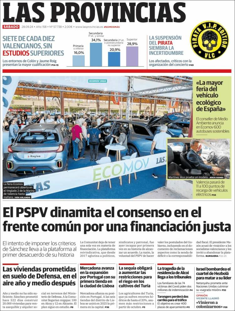 Portada de Las Provincias (España)
