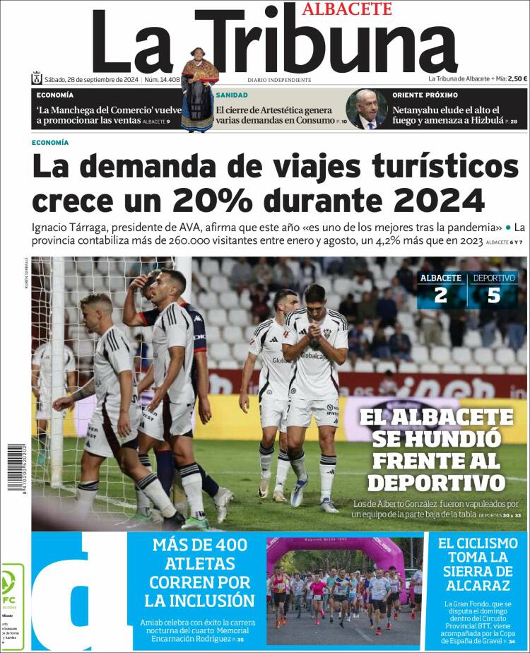 Portada de La Tribuna de Albacete (España)