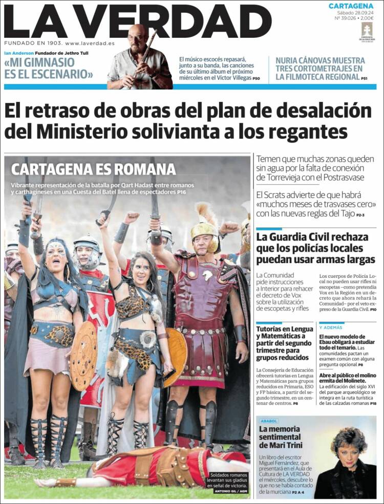 Portada de La Verdad de Cartagena (España)