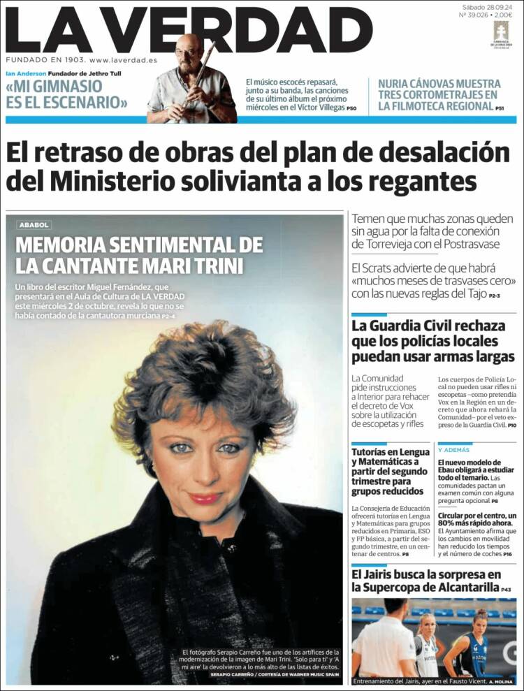 Portada de La Verdad de Murcia (España)