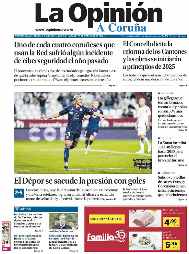 Portada de La Opinión de A Coruña (España)