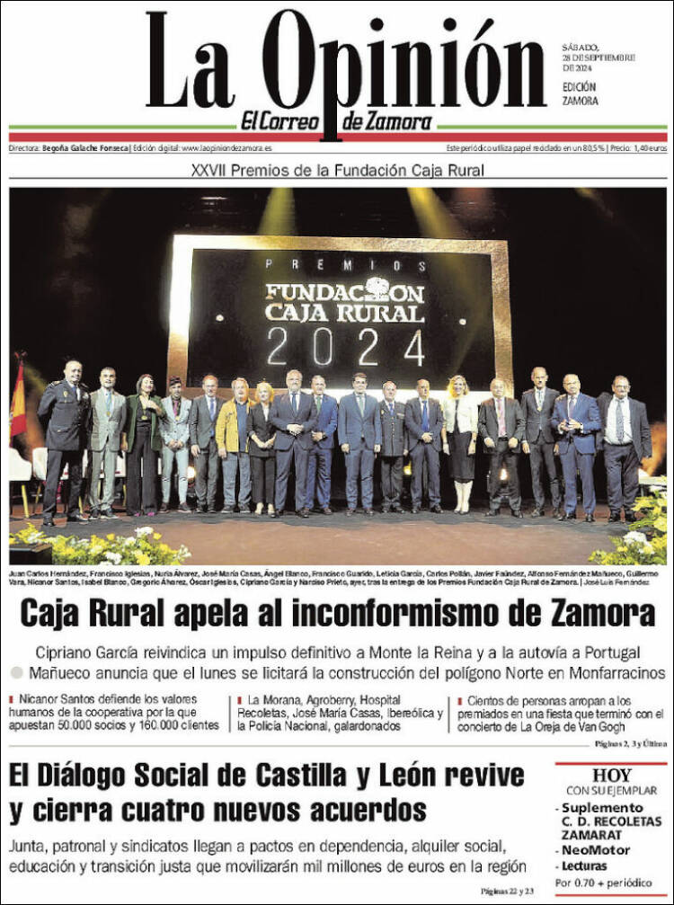 Portada de La Opinión - El Correo de Zamora (España)