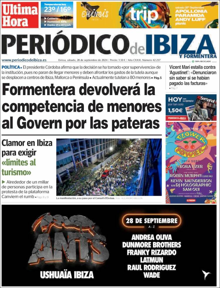Portada de Periódico de Ibiza (España)