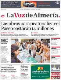 Portada de La Voz de Almería (España)