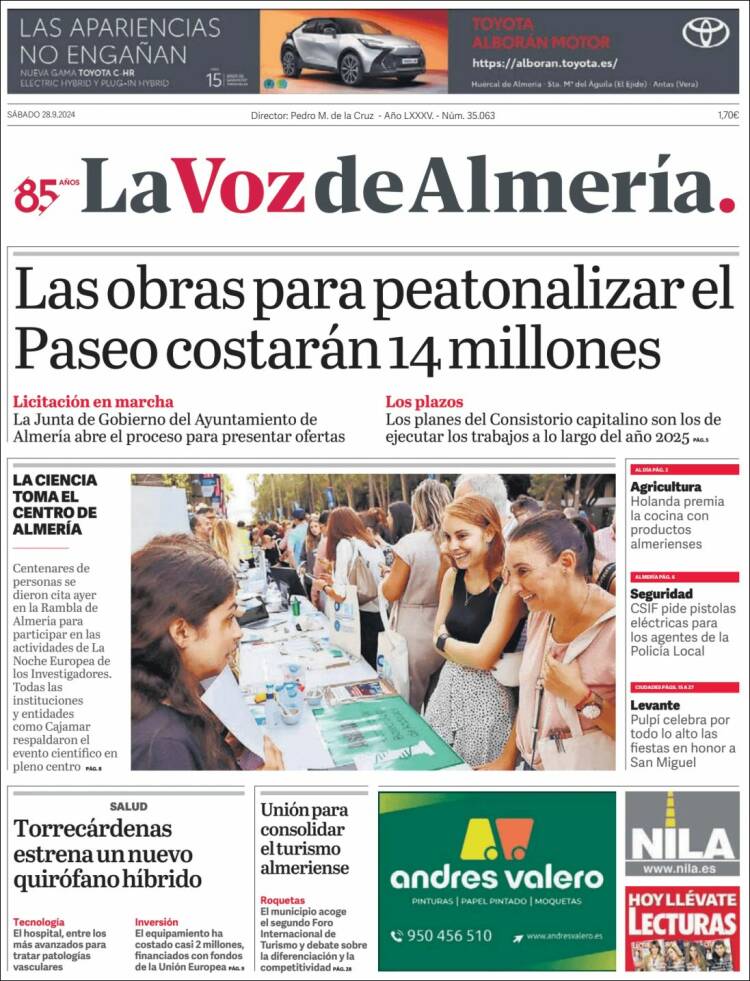 Portada de La Voz de Almería (España)