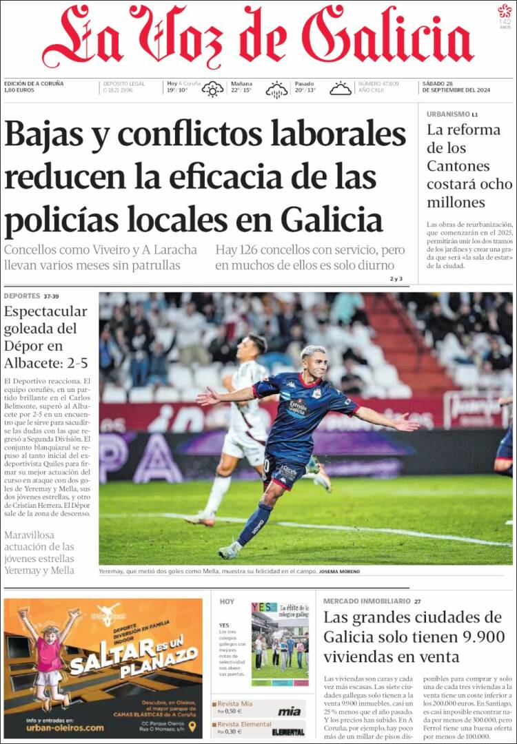 Portada de La Voz de Galicia (España)