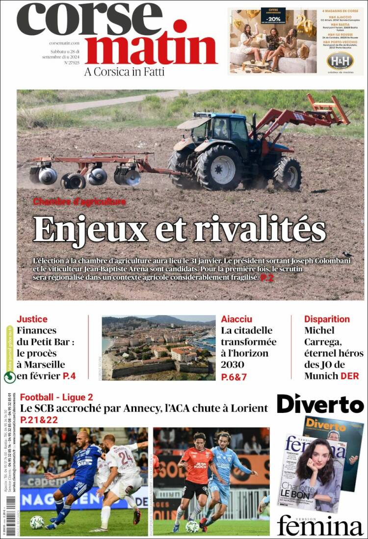 Portada de Corse-Matin (Francia)