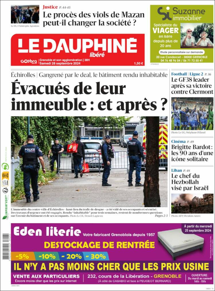 Portada de Le Dauphiné Libéré (Francia)