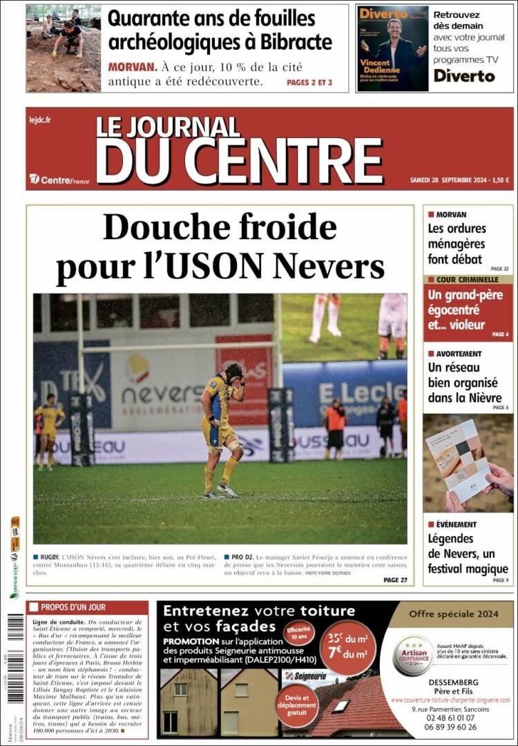 Portada de Le Journal du Centre (Francia)