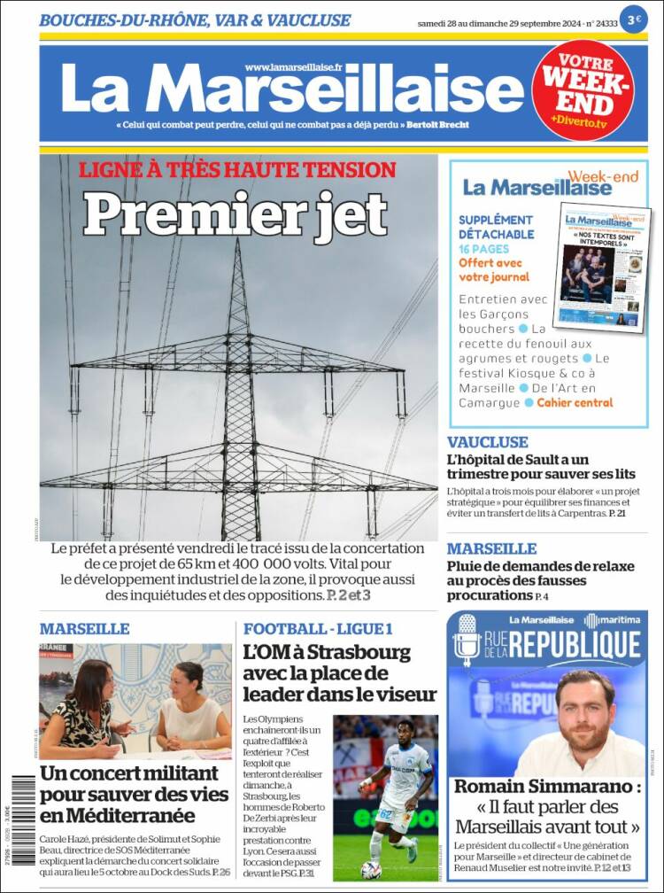 Portada de La Marseillaise (Francia)