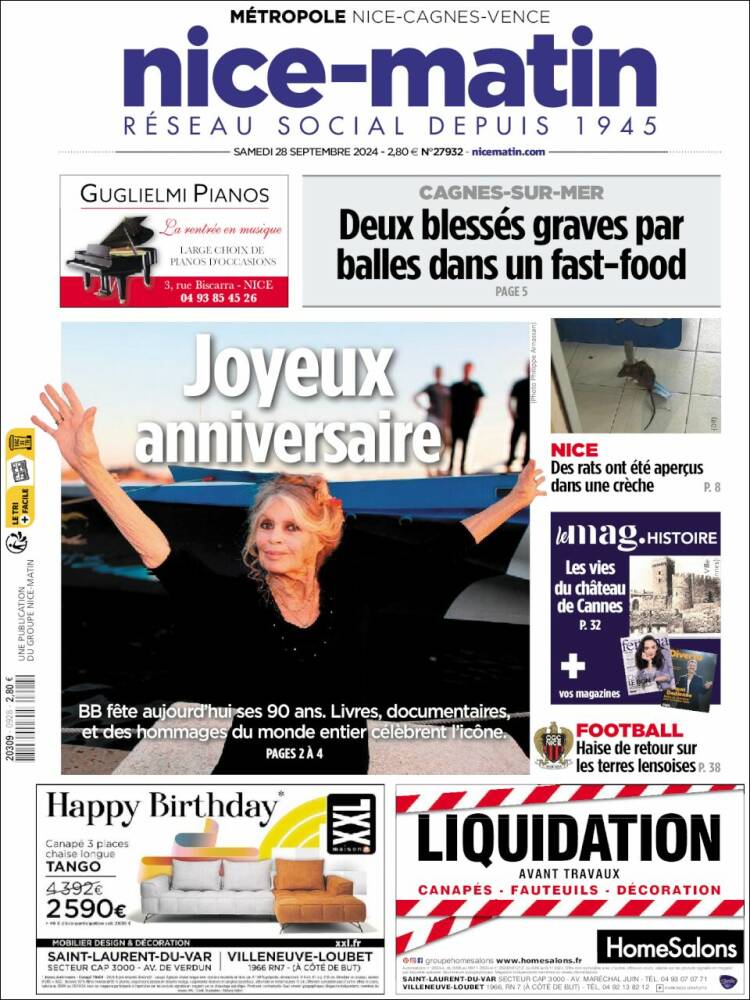 Portada de Nice-Matin (Francia)