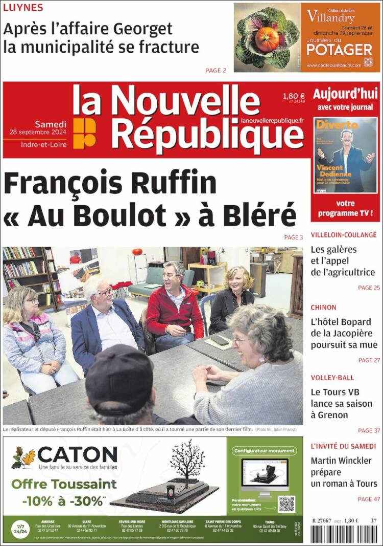 Portada de La Nouvelle Republique (Francia)