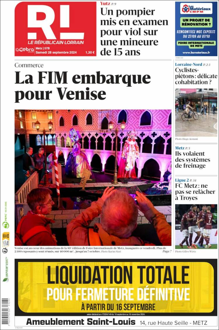 Portada de Le Republicain Lorrain (Francia)