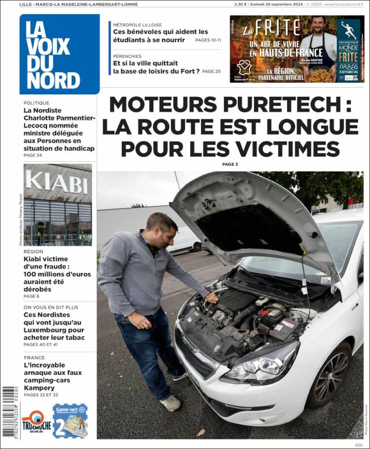 Portada de La Voix du Nord (Francia)