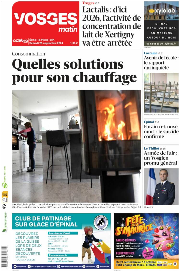 Portada de Vosges Matin (Francia)