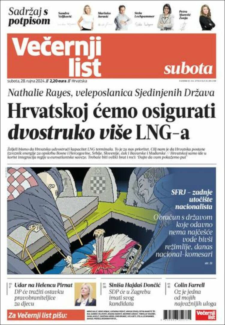Portada de Večernji (Croacia)
