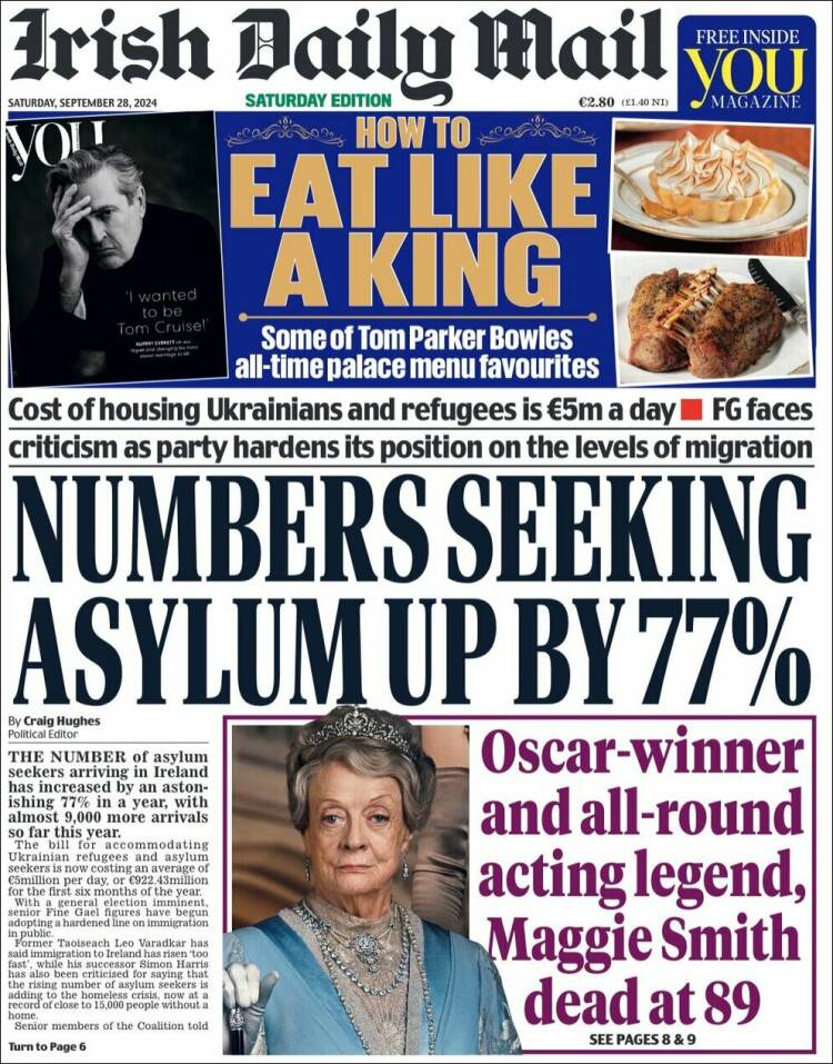 Portada de Irish Daily Mail (Irlanda)