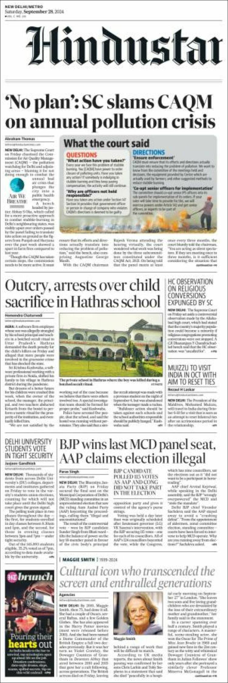 Portada de Hindustan Times (India)
