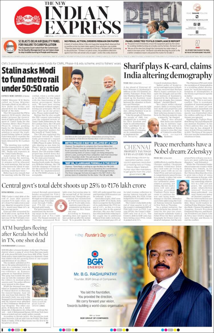 Portada de New Indian Express (India)