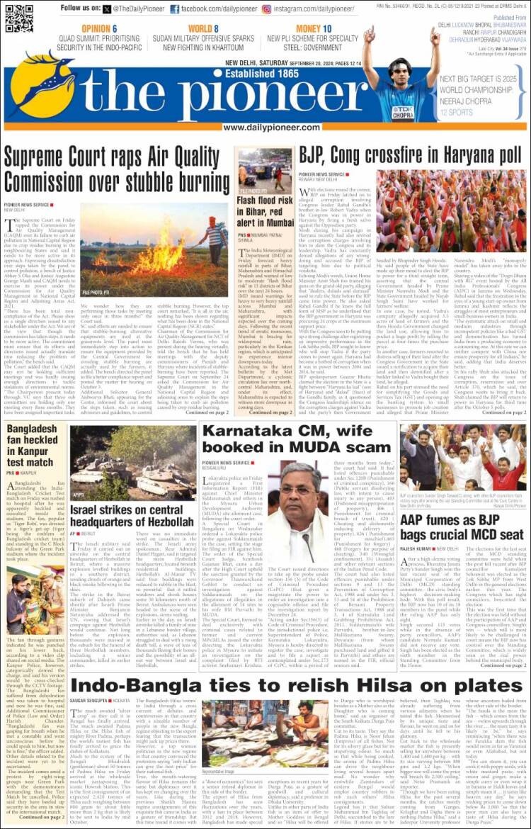 Portada de The Pioneer (India)