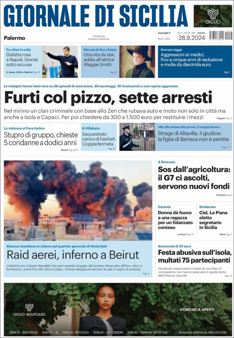 Portada de Giornale di Sicilia (Italia)