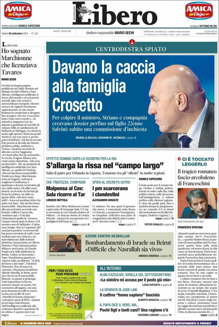 Portada de Libero (Italia)