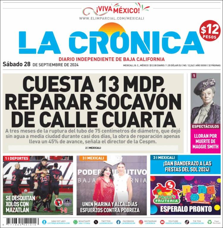 Portada de La Crónica de Baja California (M&eacute;xico)