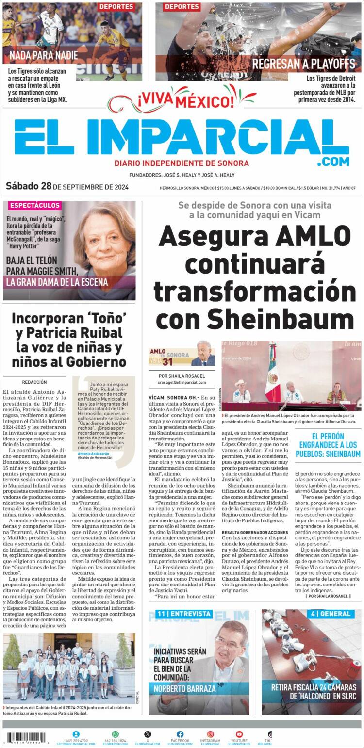 Portada de El Imparcial (M&eacute;xico)