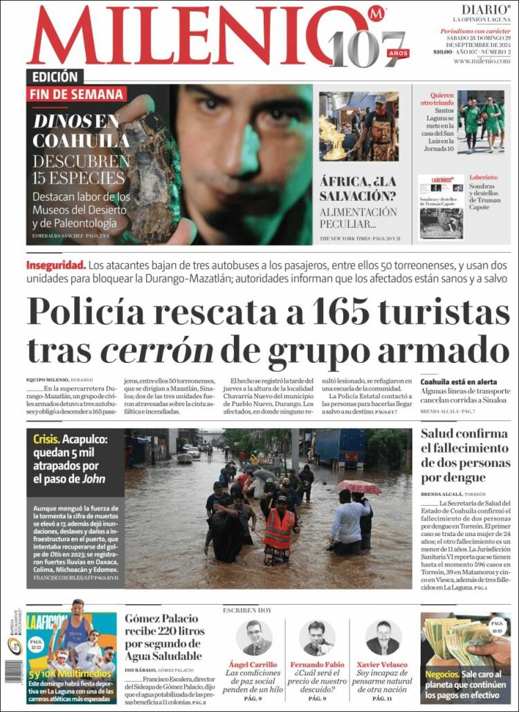 Portada de Milenio - Laguna (M&eacute;xico)