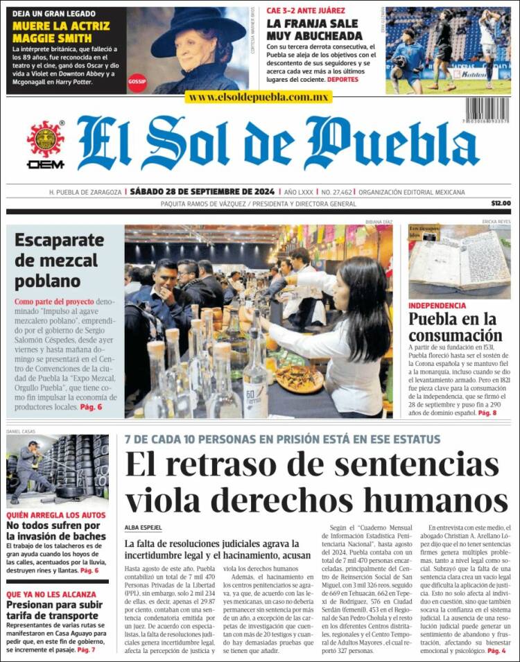 Portada de El Sol de Puebla (M&eacute;xico)