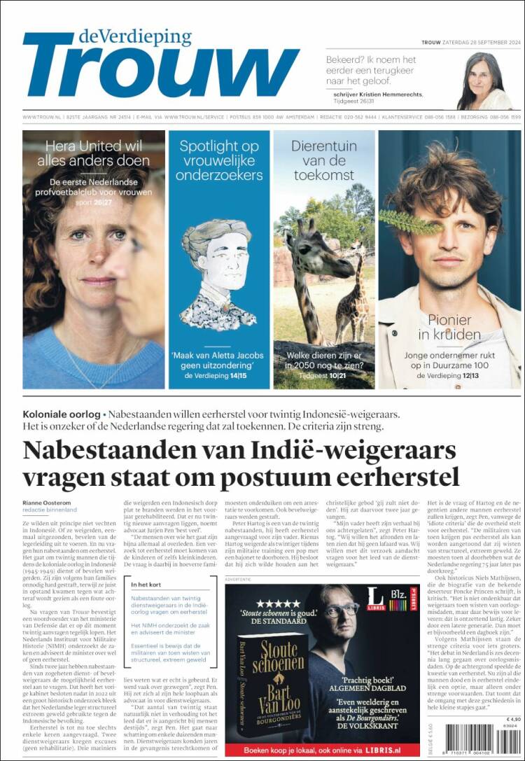 Portada de Trouw (Pa&iacute;ses Bajos)